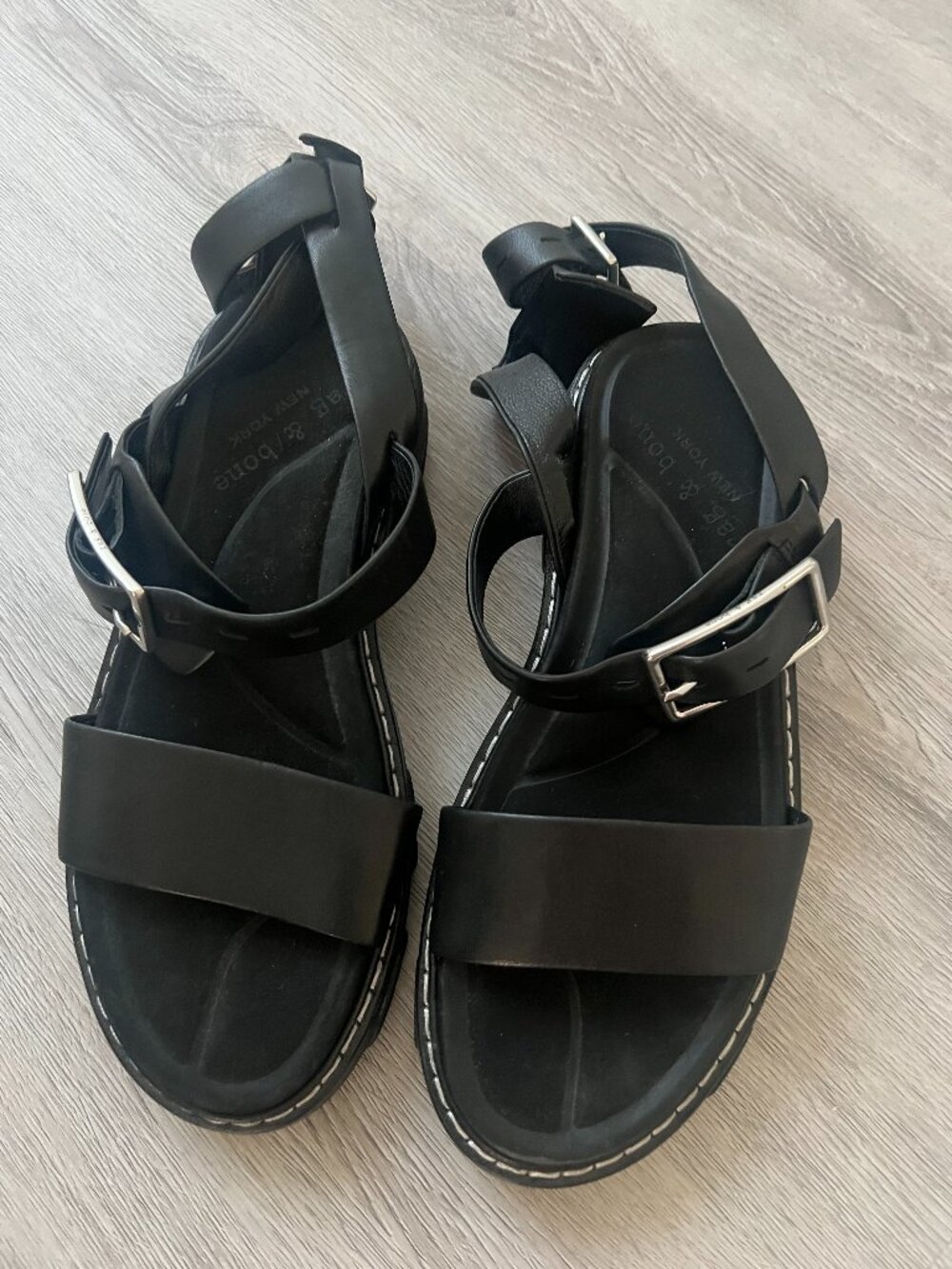Steve Madden Black Lug Sole Sandals — Size 8
